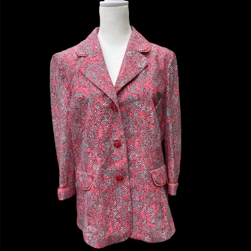 Vintage Jacket Blazer See-Thru Lace Pink Black
